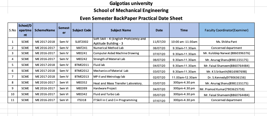 Back Paper Lab Exams-SOME